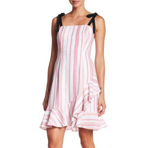 Linen Blend Ruffle Hem Dress